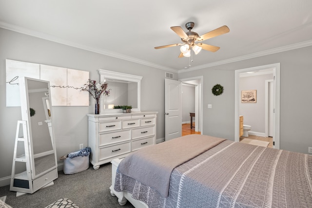 165 Rolling Meadows Dr, Stanford, KY 40484 - bedroom featuring crown molding, a ceiling fan, and ensuite bathroom