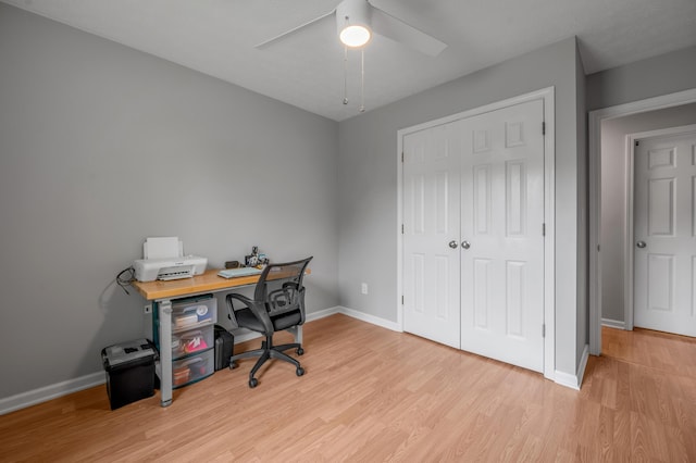 210 Taylorsville Trl, Georgetown, KY 40324 - office featuring a ceiling fan and light wood-style floors