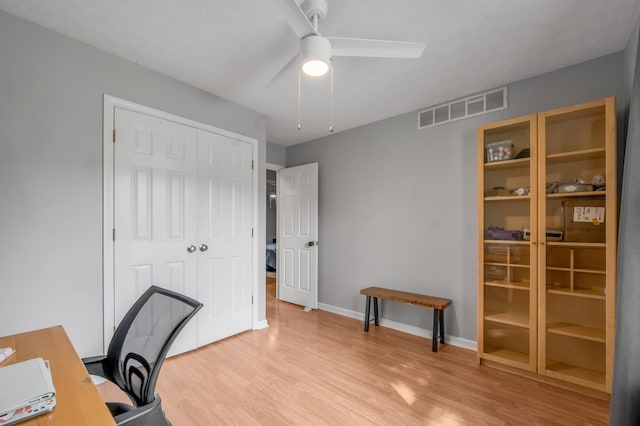 210 Taylorsville Trl, Georgetown, KY 40324 - unfurnished office with ceiling fan and light wood-style flooring
