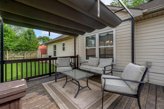210 Taylorsville Trl, Georgetown, KY 40324 - wooden terrace with a storage shed and outdoor lounge area