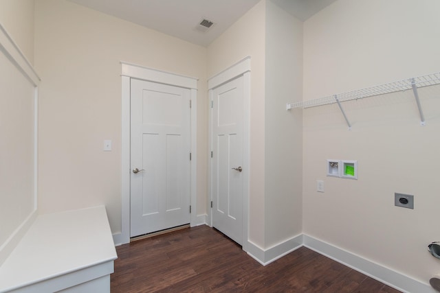 4185 Buttermilk Rd, Lexington, KY 40509 - washroom featuring electric dryer hookup, dark wood-type flooring, and hookup for a washing machine