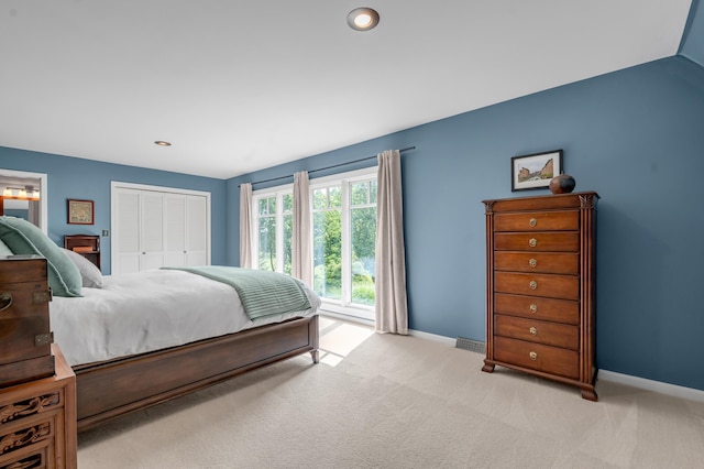 2968 Delong Rd, Lexington, KY 40515 - bedroom with light carpet, a closet, and recessed lighting