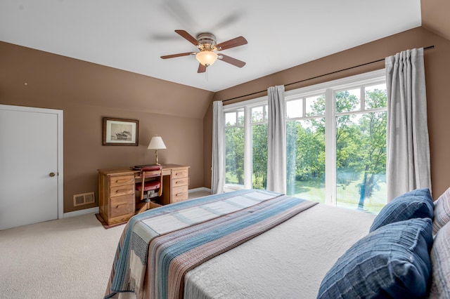 2968 Delong Rd, Lexington, KY 40515 - carpeted bedroom with vaulted ceiling and a ceiling fan