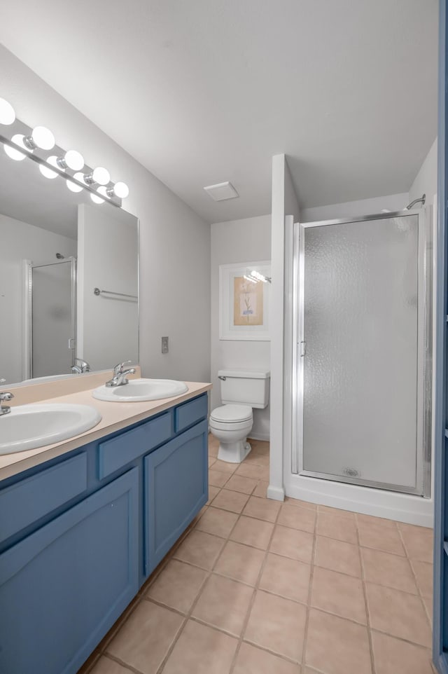 2968 Delong Rd, Lexington, KY 40515 - bathroom with double vanity, tile patterned floors, and a stall shower