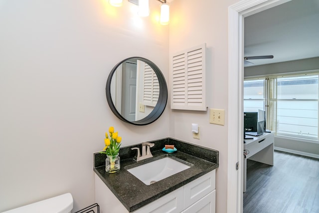 395 Redding Rd Unit 30, Lexington, KY 40517 - bathroom with vanity, a ceiling fan, and wood finished floors