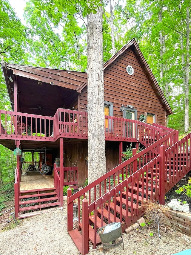 250 Hilltop Ests, Morehead, KY 40351 - view of front of house with a wooden deck and stairway