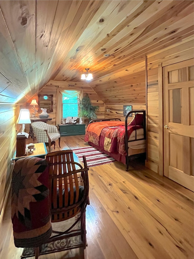 250 Hilltop Ests, Morehead, KY 40351 - bedroom featuring lofted ceiling, wooden walls, wood-type flooring, and wood ceiling