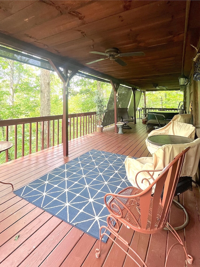250 Hilltop Ests, Morehead, KY 40351 - wooden terrace with a ceiling fan