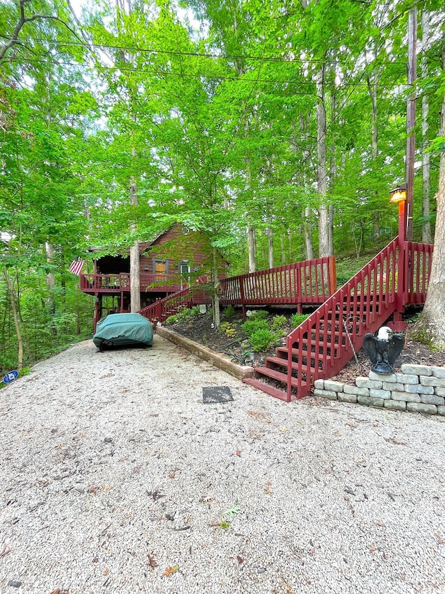 250 Hilltop Ests, Morehead, KY 40351 - view of yard featuring stairway and a deck