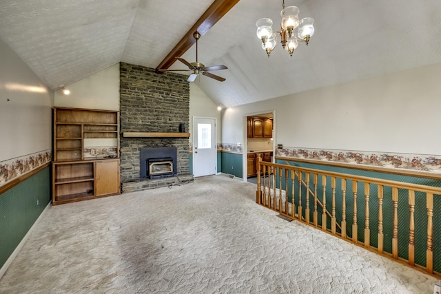 560 Kemper Ln, Danville, KY 40422 - carpeted living room with a wainscoted wall, a ceiling fan, and a chandelier