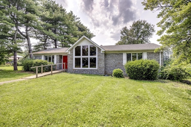 560 Kemper Ln, Danville, KY 40422 - view of front of house with stone siding and a front lawn