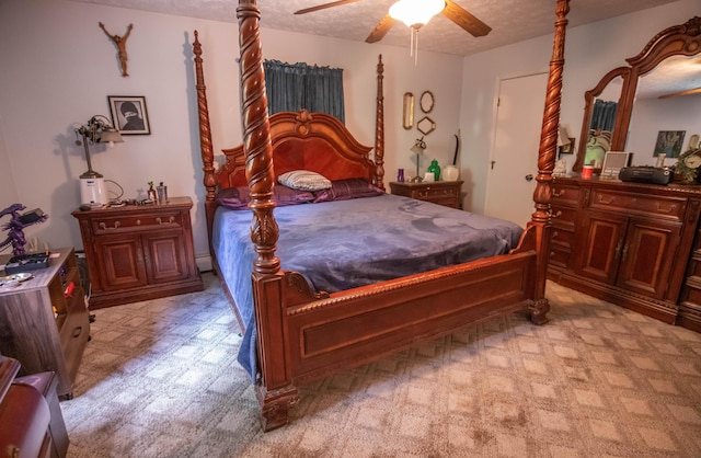 1181 Tracy Rd, Lawrenceburg, KY 40342 - bedroom with light colored carpet, a textured ceiling, and ceiling fan
