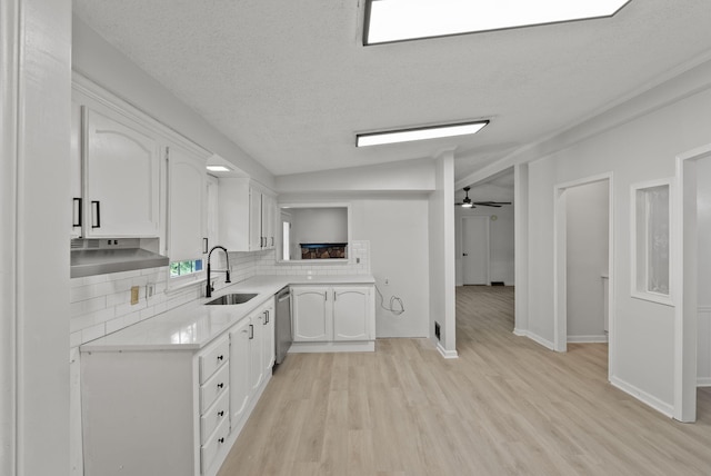 4822 US Highway 27 N, Cynthiana, KY 41031 - kitchen featuring tasteful backsplash, white cabinets, light countertops, light wood-type flooring, and stainless steel dishwasher
