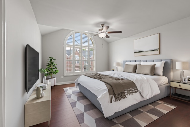 4464 Stuart Hall Blvd Unit 9101, Lexington, KY 40509 - bedroom featuring vaulted ceiling, wood finished floors, and a ceiling fan