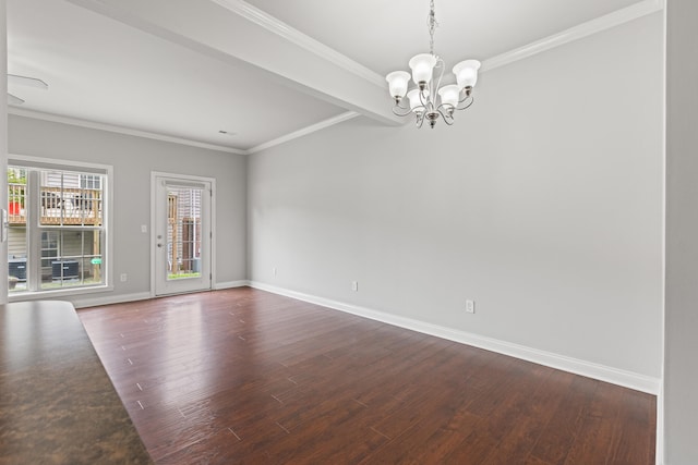 4464 Stuart Hall Blvd Unit 9101, Lexington, KY 40509 - spare room with a chandelier, dark wood-type flooring, and ornamental molding