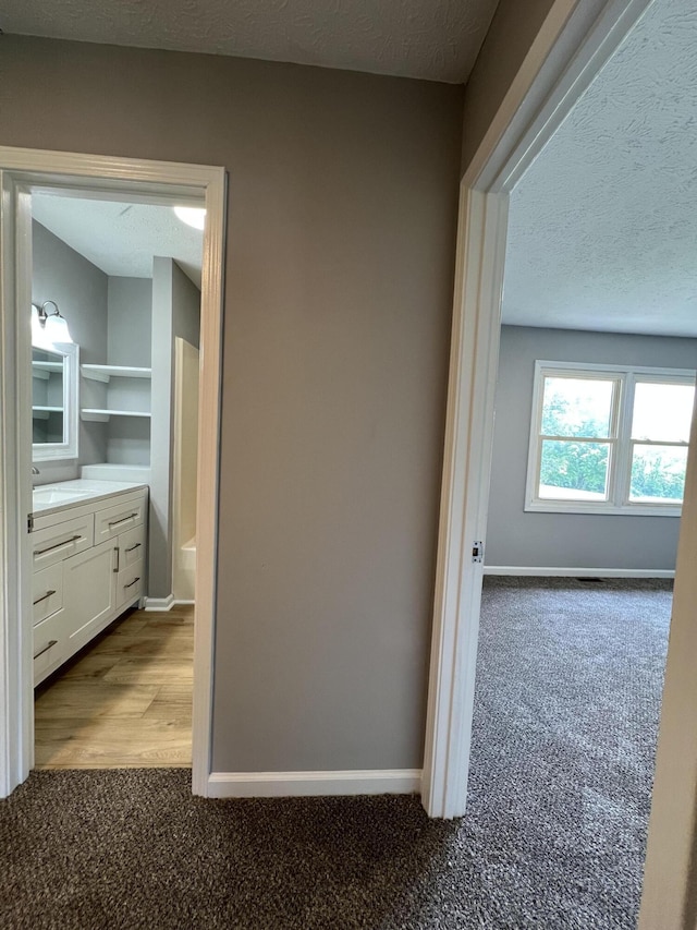 20 Heather Ln, Winchester, KY 40391 - hallway with dark colored carpet and a textured ceiling