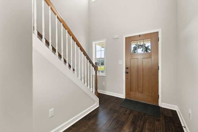 161 Santa Barbara Blvd, Georgetown, KY 40324 - entryway featuring dark wood finished floors, stairway, and a high ceiling