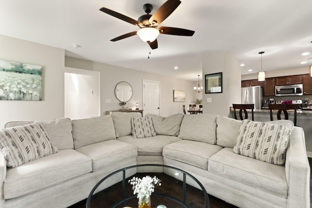 161 Santa Barbara Blvd, Georgetown, KY 40324 - living room with ceiling fan, recessed lighting, and a chandelier