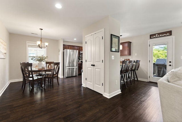 161 Santa Barbara Blvd, Georgetown, KY 40324 - dining room featuring a chandelier, dark wood-type flooring, and recessed lighting