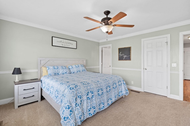 313 Man O War Ct, Lawrenceburg, KY 40342 - carpeted bedroom featuring ornamental molding and a ceiling fan
