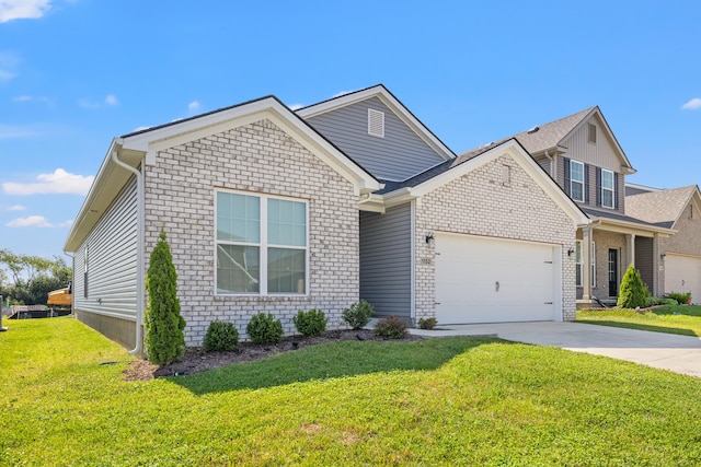 1152 Leanndra Park, Lexington, KY 40511 - view of front of property with a garage, concrete driveway, a front lawn, and brick siding