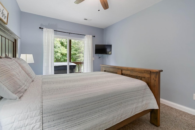2394 Roberts Bend Rd, Burnside, KY 42519 - carpeted bedroom featuring access to exterior and ceiling fan