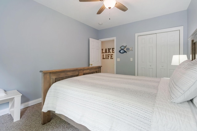 2394 Roberts Bend Rd, Burnside, KY 42519 - bedroom with carpet flooring, a closet, and ceiling fan