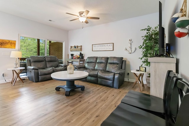 2394 Roberts Bend Rd, Burnside, KY 42519 - living room featuring light wood-type flooring and a ceiling fan