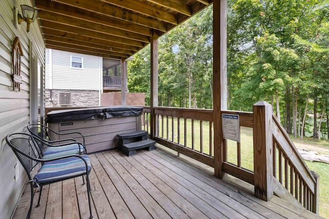 2394 Roberts Bend Rd, Burnside, KY 42519 - wooden deck featuring a hot tub