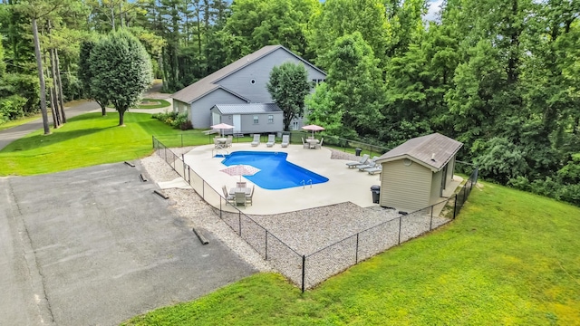2394 Roberts Bend Rd, Burnside, KY 42519 - view of pool with a patio, view of scattered trees, and an outdoor structure