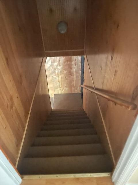 406 Forrest Dr, Lawrenceburg, KY 40342 - stairs featuring wooden walls