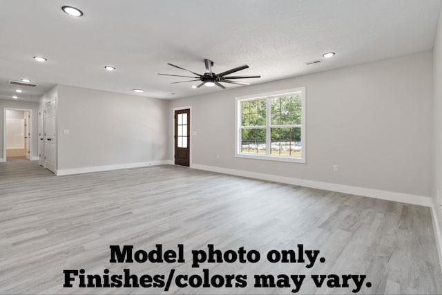 61 Vine St, Corbin, KY 40701 - unfurnished living room featuring recessed lighting, light wood-type flooring, and a ceiling fan