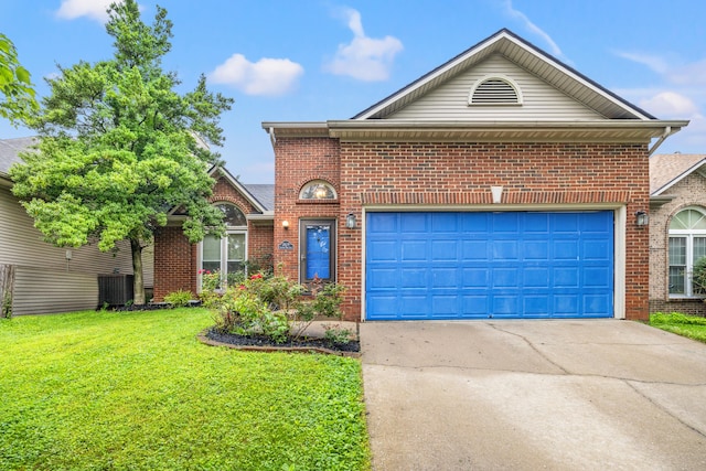 2829 Gateway Park Ln, Lexington, KY 40511 - view of front facade with concrete driveway, a front yard, brick siding, and a garage