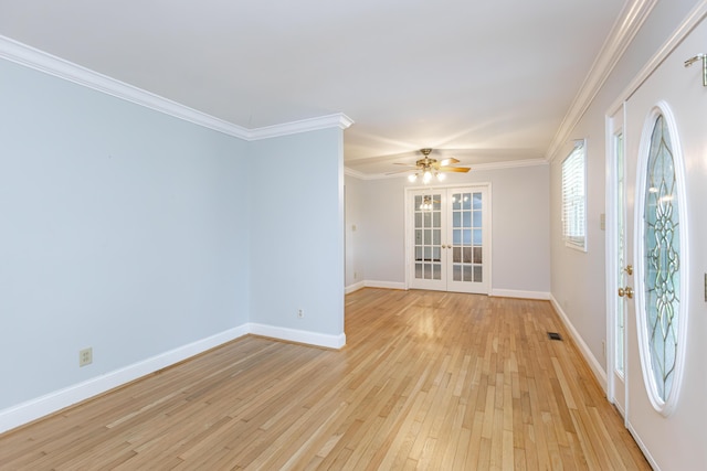 471 Westerfield Way Unit 40503, Lexington, KY 40503 - unfurnished room featuring french doors, light wood-type flooring, crown molding, and a ceiling fan