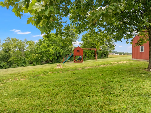 215 New Dixville Rd, Harrodsburg, KY 40330 - view of grassy yard with a playground