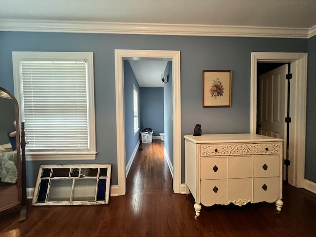 8585 Troy Pike, Versailles, KY 40383 - hallway featuring wood finished floors and ornamental molding