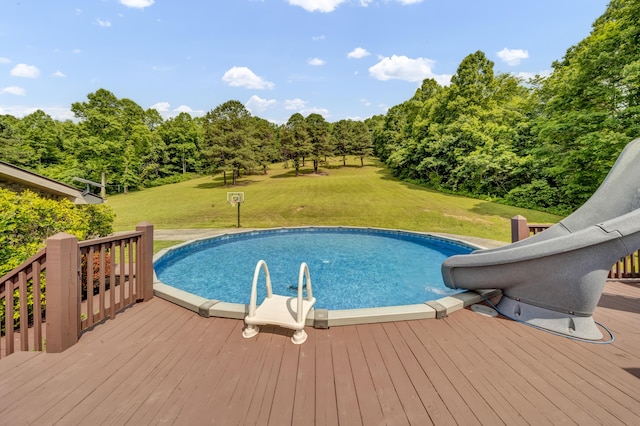 72 Blevins Ln, Vanceburg, KY 41179 - swimming pool with a deck, a lawn, and a water slide