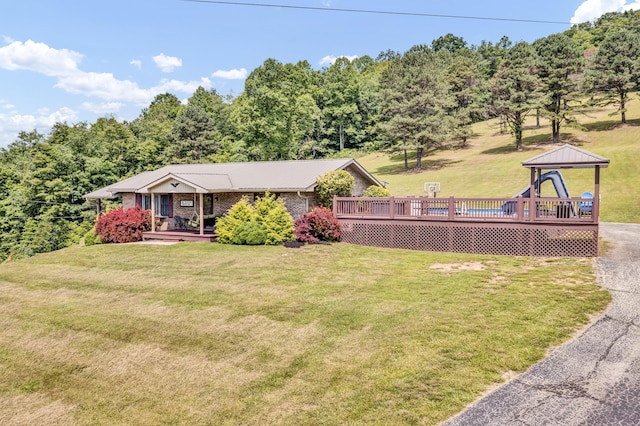 72 Blevins Ln, Vanceburg, KY 41179 - view of grassy yard featuring a wooden deck and a gazebo