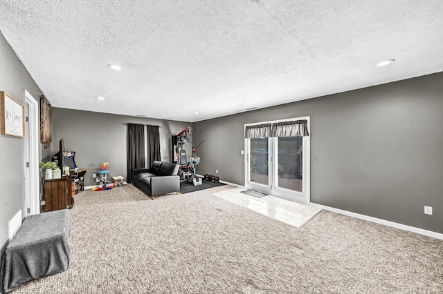 72 Blevins Ln, Vanceburg, KY 41179 - living room with carpet, recessed lighting, and a textured ceiling