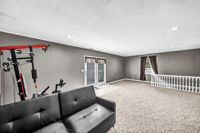 72 Blevins Ln, Vanceburg, KY 41179 - carpeted living area featuring a textured ceiling and recessed lighting