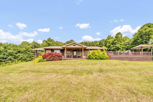 72 Blevins Ln, Vanceburg, KY 41179 - rear view of property featuring a yard and brick siding