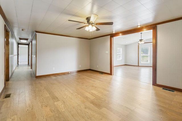 1751 Piney Grove Rd, Somerset, KY 42501 - spare room with ceiling fan, ornamental molding, and light wood finished floors