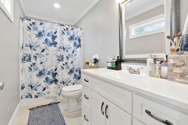 81 Grand Crossing Ct, Somerset, KY 42503 - bathroom with vanity, crown molding, and tile patterned flooring