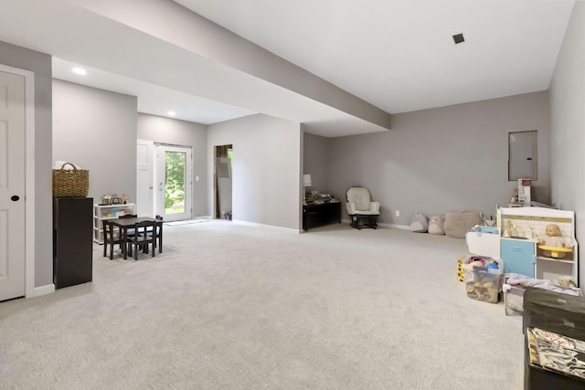 81 Grand Crossing Ct, Somerset, KY 42503 - rec room with carpet flooring, recessed lighting, and electric panel