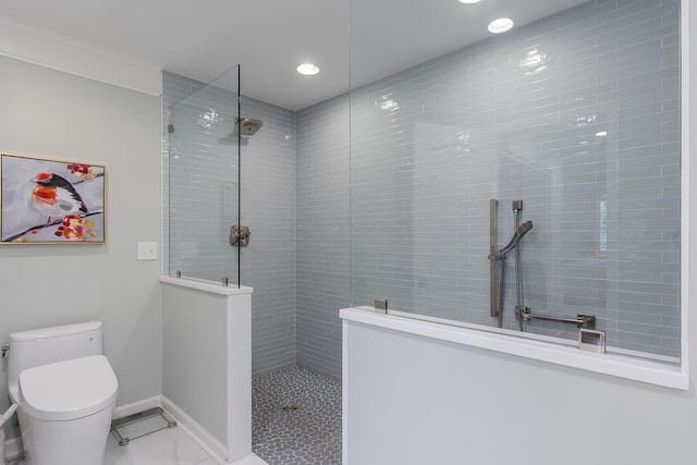 1107 Zoeller Ct, Lexington, KY 40511 - bathroom featuring a walk in shower, recessed lighting, and crown molding