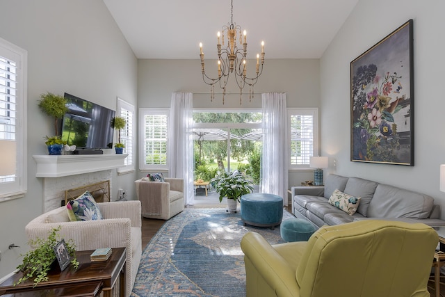 1107 Zoeller Ct, Lexington, KY 40511 - living area with a chandelier, healthy amount of natural light, and wood finished floors