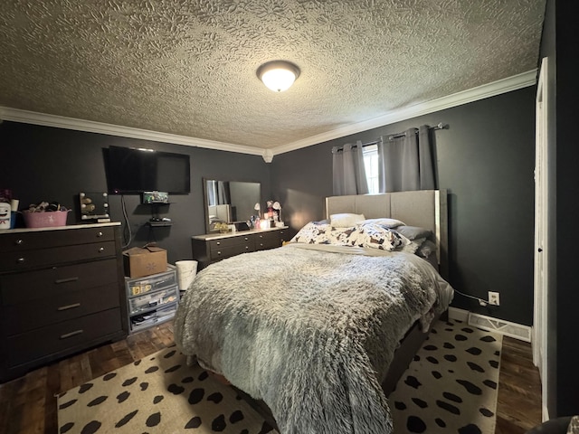 190 Keeneland Trl, Corbin, KY 40701 - bedroom with ornamental molding, dark wood-type flooring, and a textured ceiling