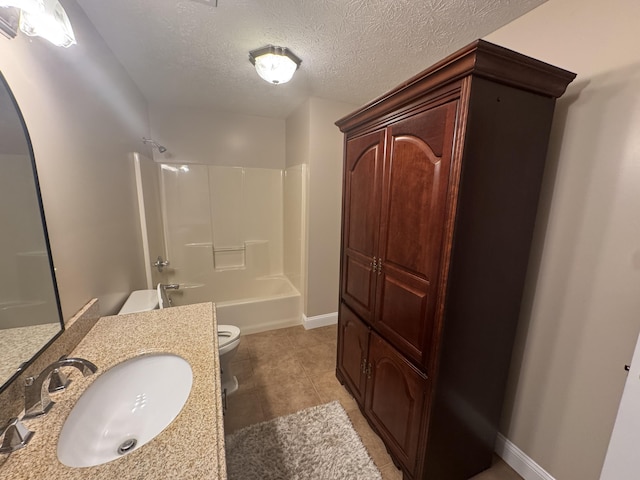 1459 Kit Cowan Rd, Somerset, KY 42501 - bathroom with vanity, shower / tub combination, tile patterned floors, and a textured ceiling