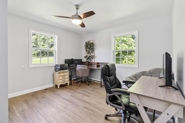 168 Kentucky Ln, Pine Knot, KY 42635 - home office with wood finished floors and a ceiling fan