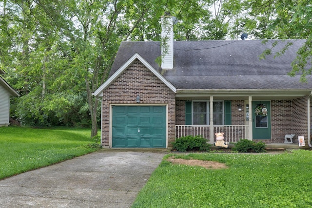 109 Quail Ridge Rd, Winchester, KY 40391 - view of front of home featuring covered porch, brick siding, a garage, and a front yard